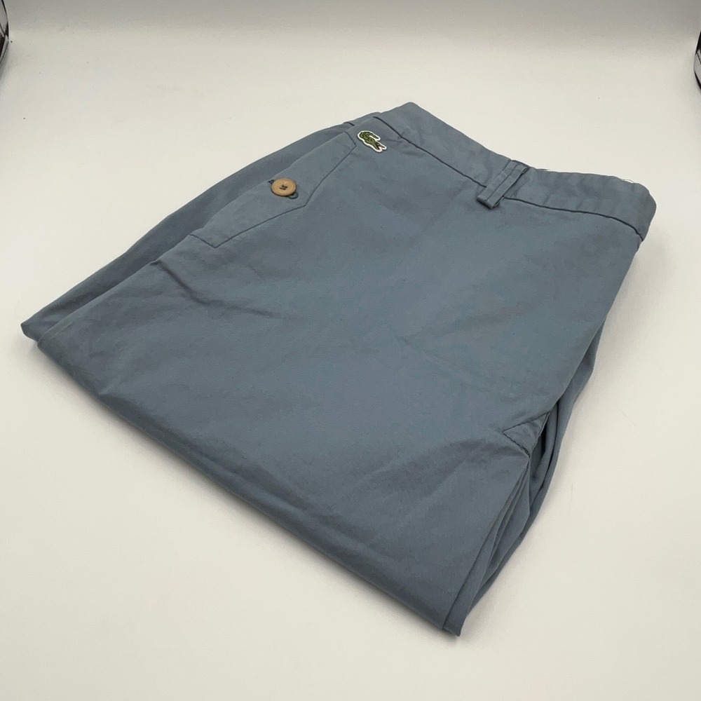 Lacoste Womens Blue Cotton Twill Straight Skirt Size 8 US 40 FR Logo Knee Length